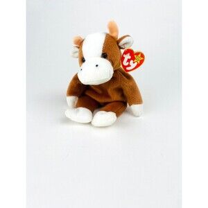 TY Bessie the Cow Beanie  8.5" Tush tag errors "U.S.A and "P.V.C" Stuffed